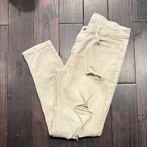 Beige Distressed Jeans